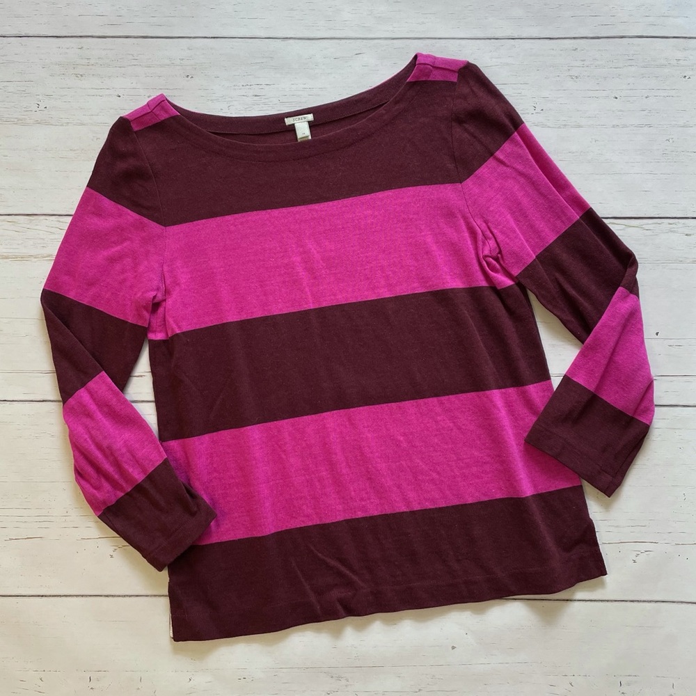 J. Crew Burgundy Pink Striped Top